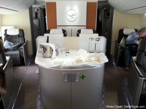 service station lufthansa 747-8 1st class delta points blog
