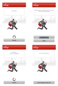 screen shots of boingo wifi trying to connect me