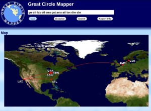 18k delta mileage run from great circle mapper