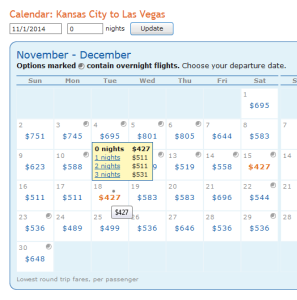 mci to las weekend weekday