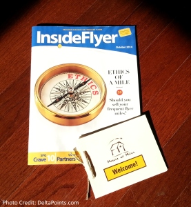 welcome card to the HOM and inside flyer october issue delta points blog