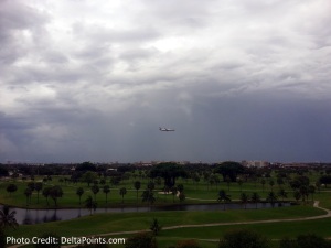 view of a AA jet landing at MIA from Sheraton MIA airport