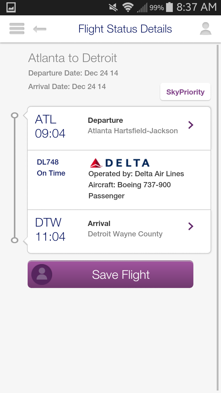 flight status and city info Eye of the Flyer