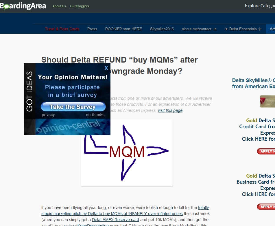 floating ad on blog Eye of the Flyer