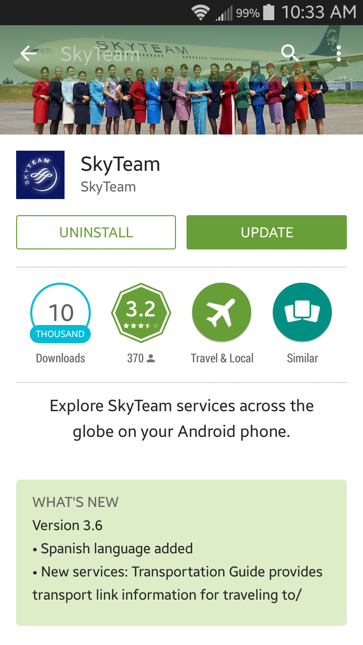 Some REALLY nice updates to the Skyteam APP version 3.6
