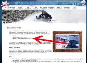 discount for boarding pass alta