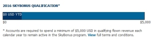 my skybonus spend for 2016