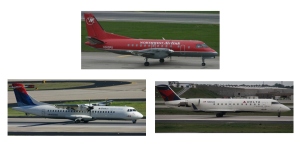 3 old delta connection jets saab atr crj200