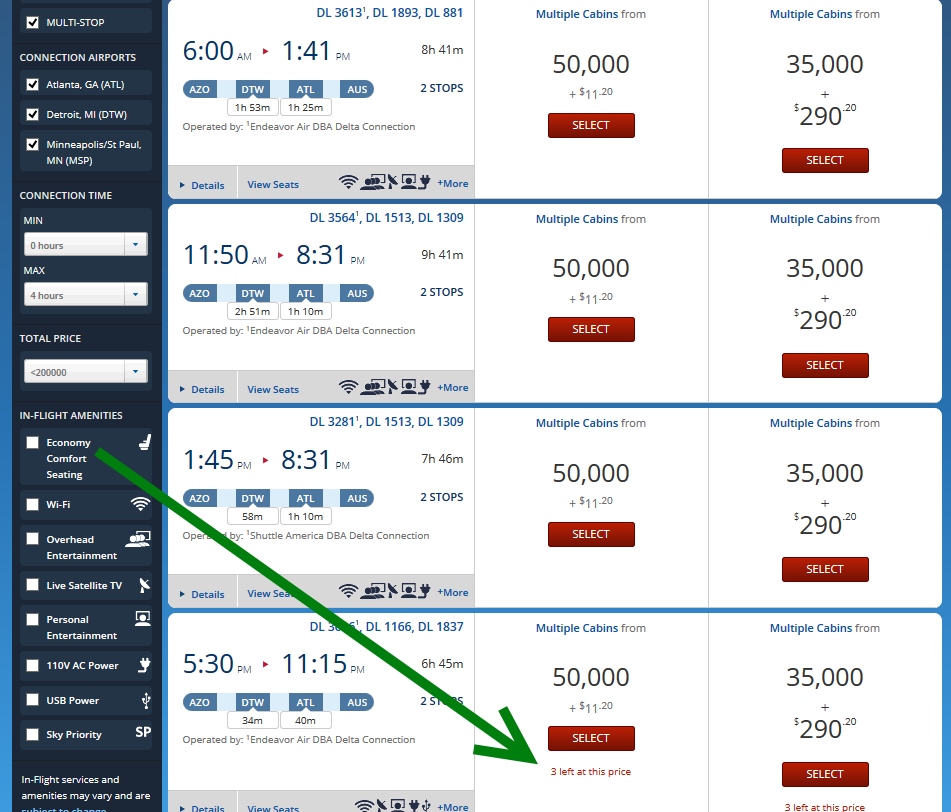Delta’s award booking “Bait and Switch” is alive & well. (So much for a working award page).