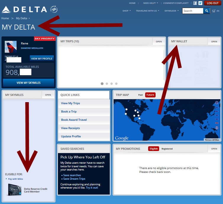 make sure your delta amex card shows up at my delta and in my wallet on ...