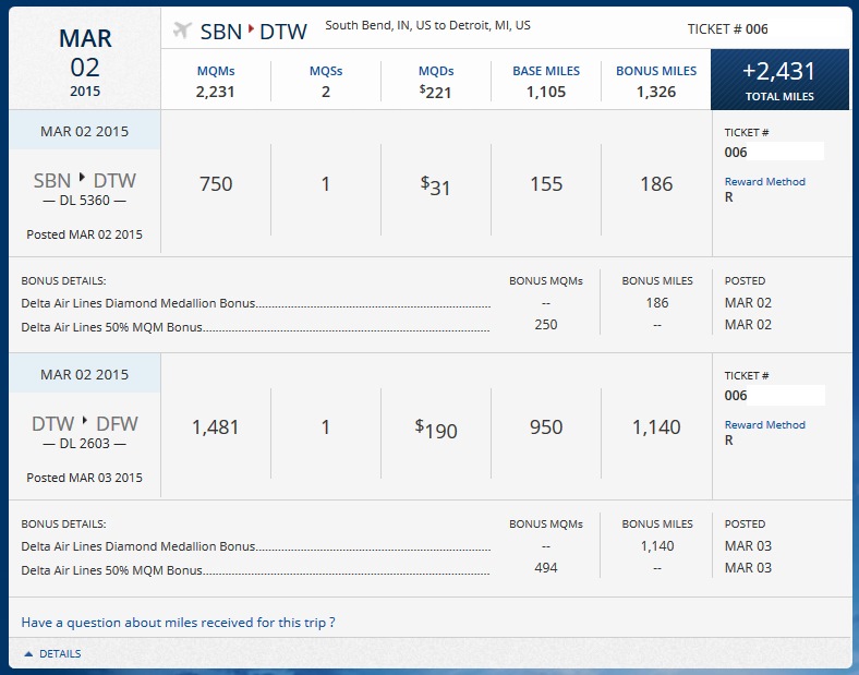 Delta Pay with Miles (PWM) in 1st class 2015 SkyMiles & MQM update – All is perfect!