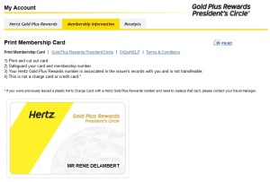 my upgraded hertz account