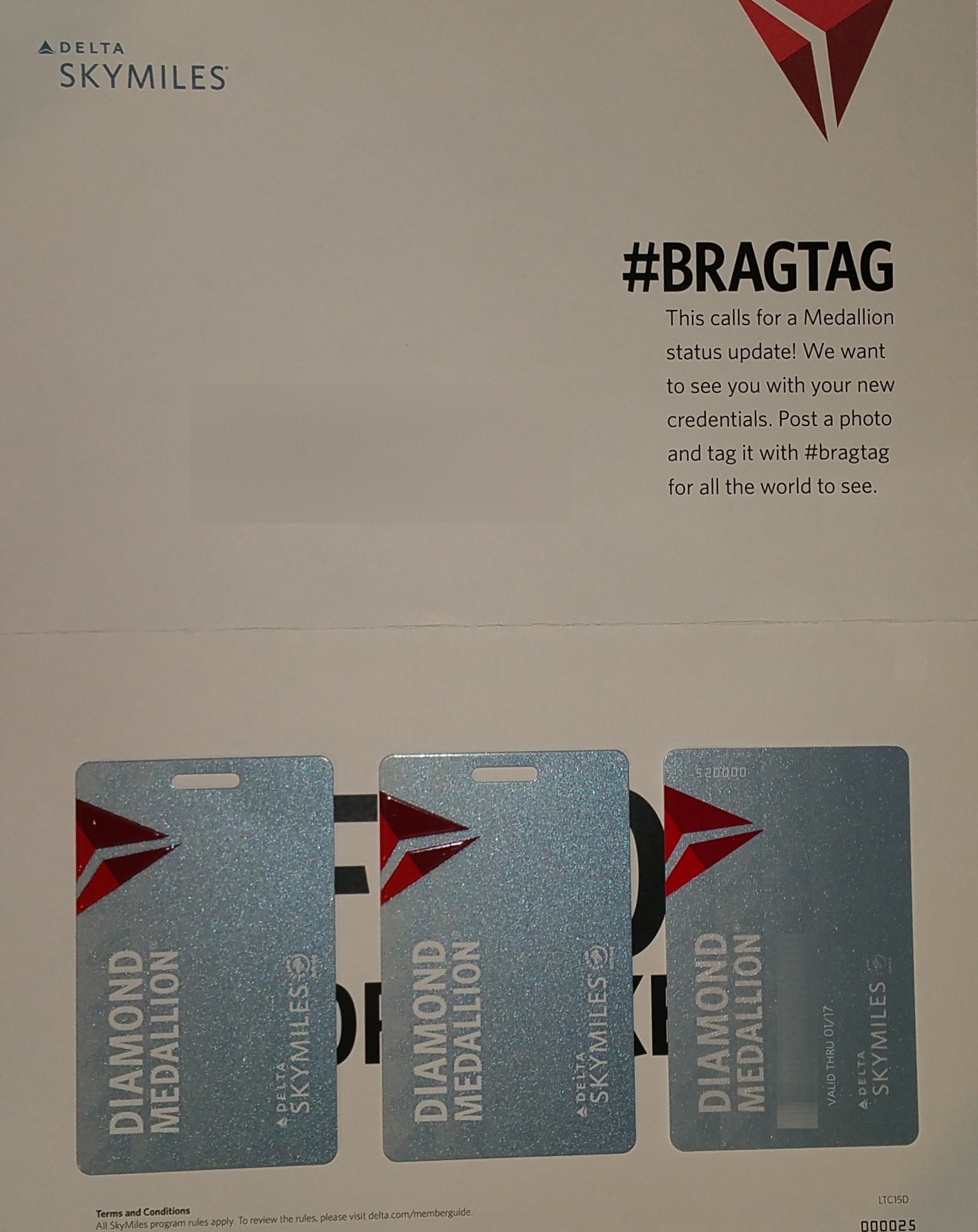 2015 Delta Diamond Medallion credentials – At long last, Delta sent me mine. Have you got yours? #BragTag