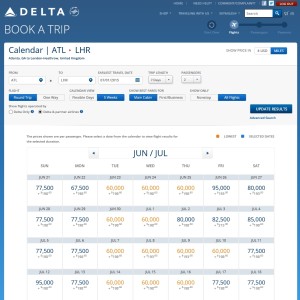 atlanta to london skymiles