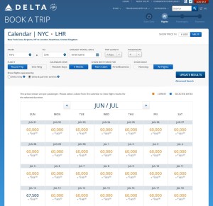 skymiles nyc to london 1 week
