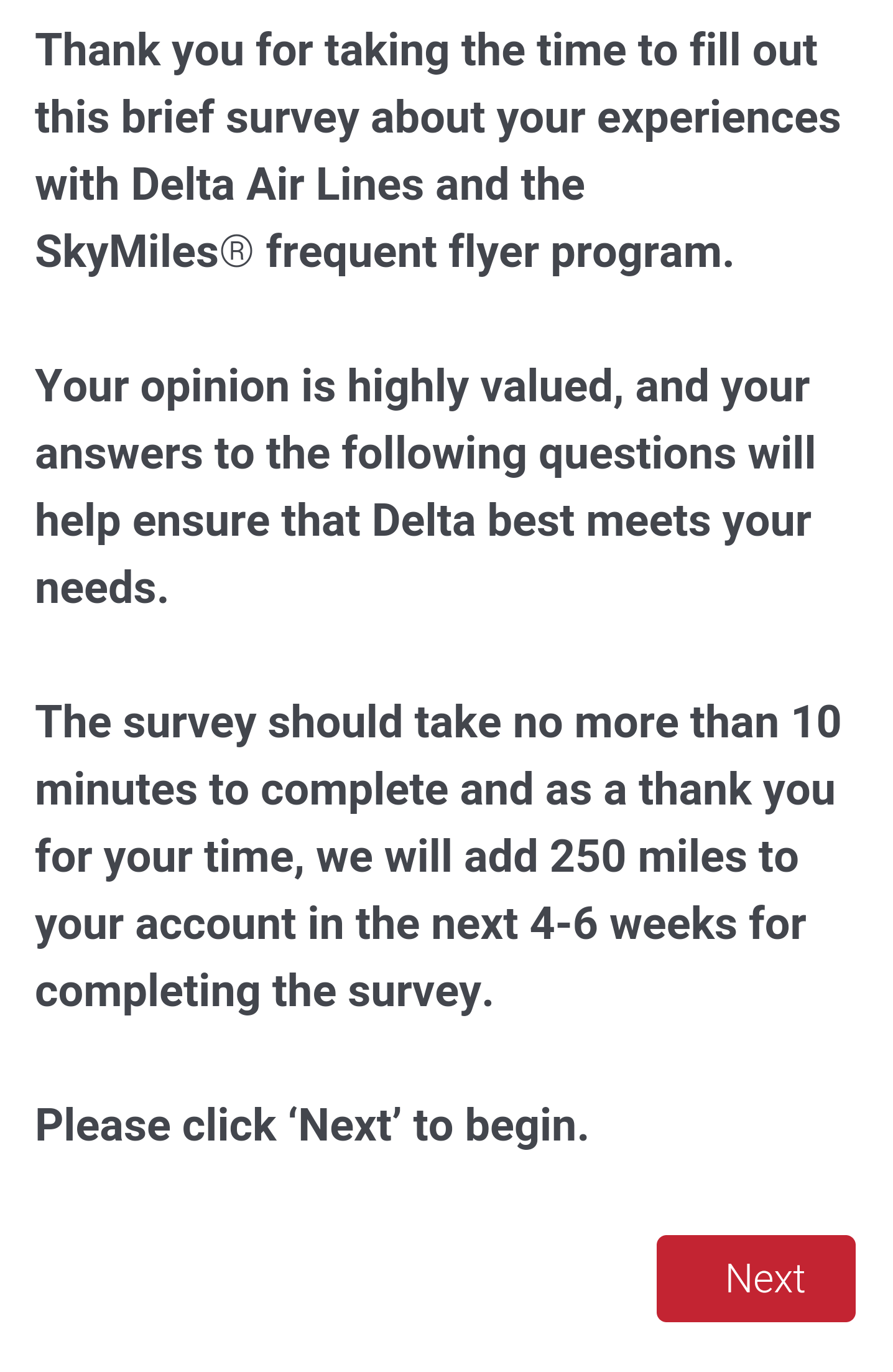 New [targeted] Delta survey about SkyMiles & Medallion® program. How would you vote?
