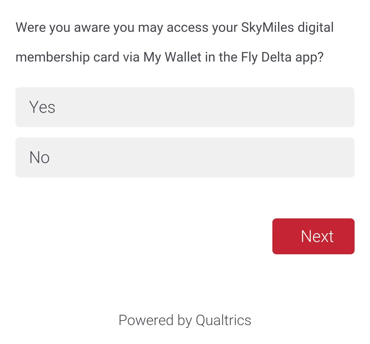 New [targeted] Delta survey about SkyMiles & Medallion® program. How would you vote?