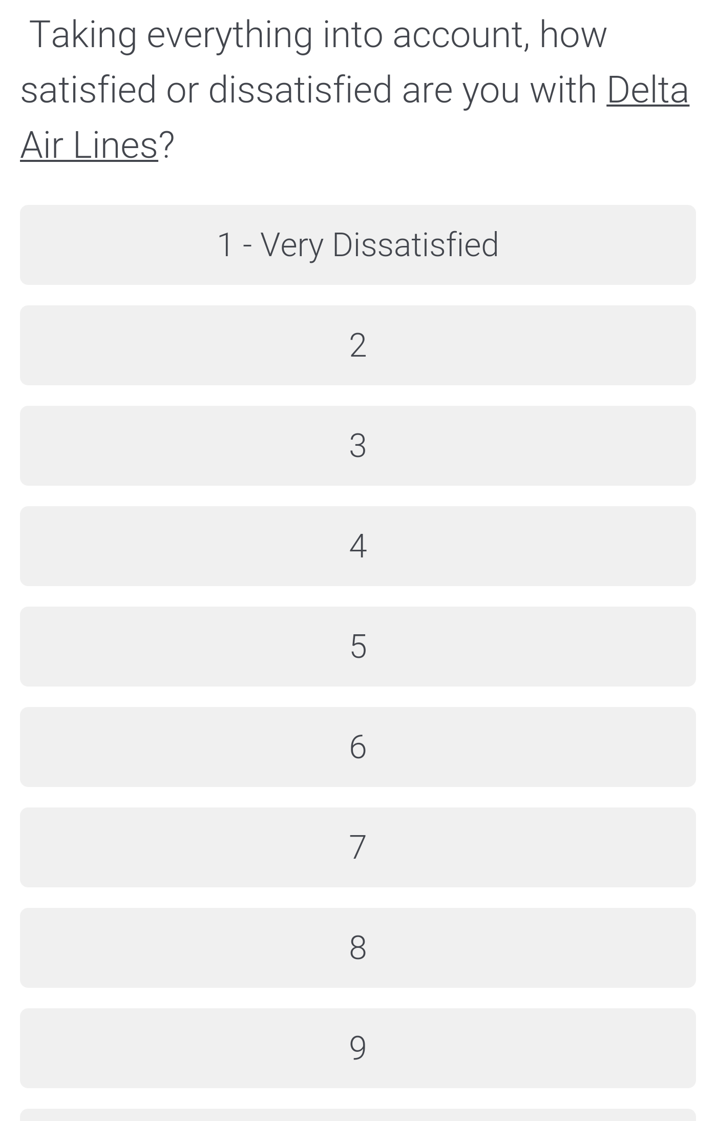 New [targeted] Delta survey about SkyMiles & Medallion® program. How would you vote?