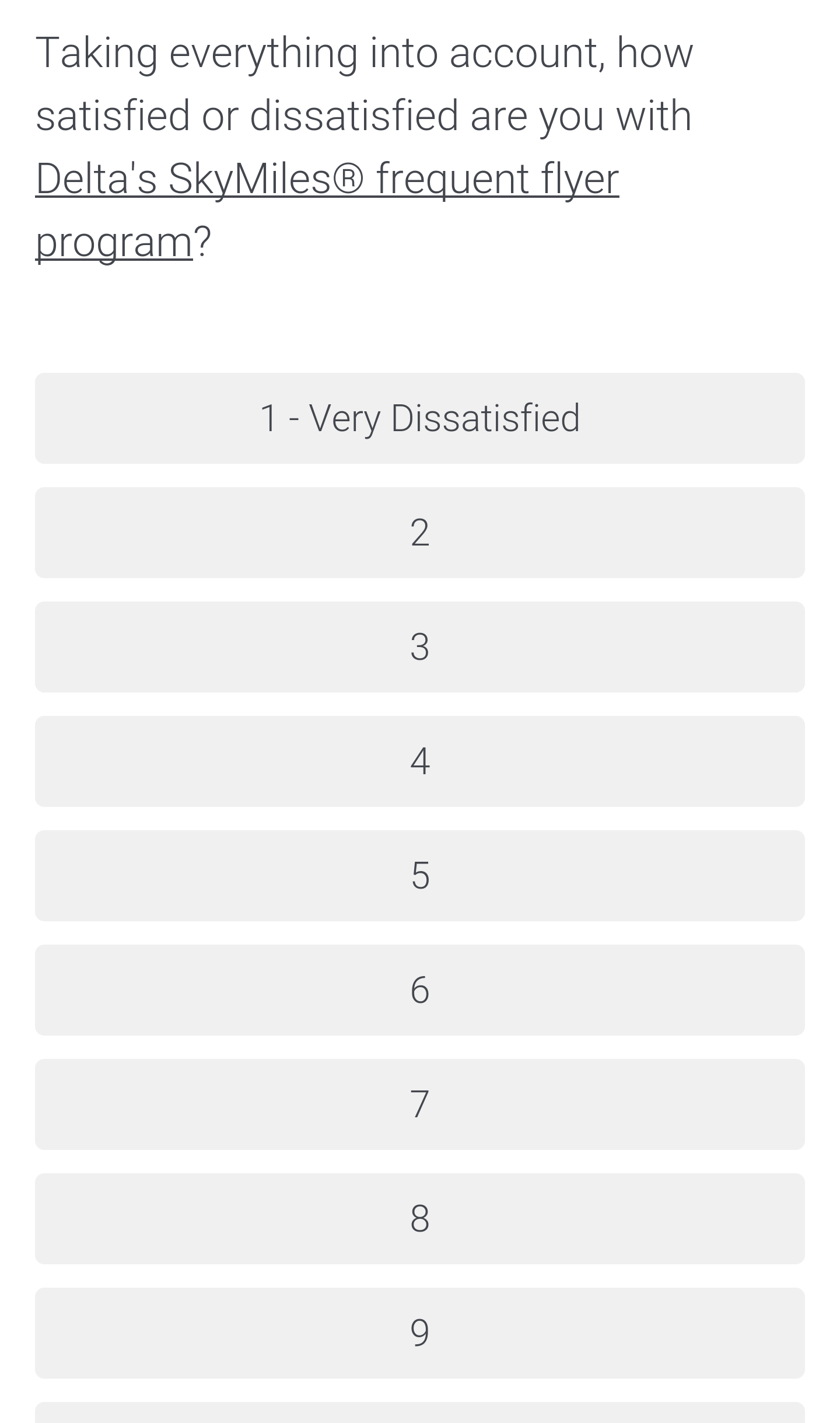 New [targeted] Delta survey about SkyMiles & Medallion® program. How would you vote?