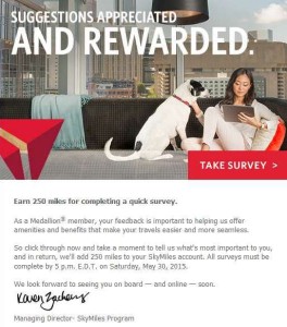 bonus skymiles for delta survey about skymiles