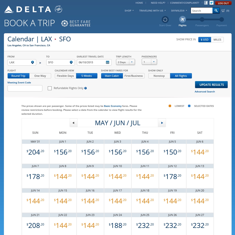 Delta is now offering west coast 5,000 Skymiles one-way awards & 10,000 point round trips!