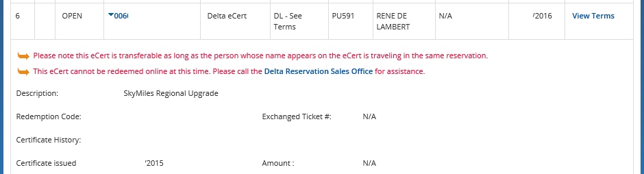 Here is a strange Delta regional upgrade certificate bug (a PSA if this ever happens to you)
