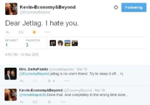 kevin hates jet lag and me too as well as mrs delta points