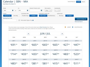 round trip sbn to mia