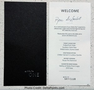 DeltaONE meal in Delta Skyclub pre flight ATL Delta Points blog 1