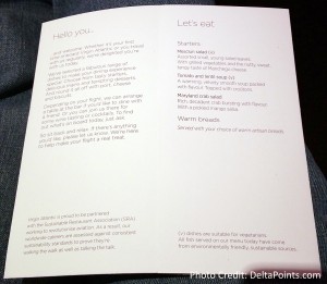 Virgin Atlantic Upper Class menus A330 Atlanta to Manchester Delta Points blog (1)