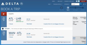 open jaw example atl to lhr then man to atl fees and miles