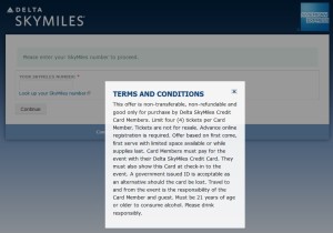 terms and conditions on delta amex events page