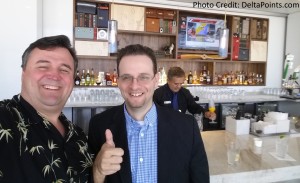 Centurion Club Miami Rene and Noah Mark at the bar Delta points blog