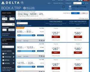 mdw to atl 1st class