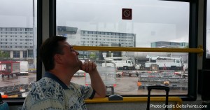 on the bus tarmac side man airport rene delta points blog