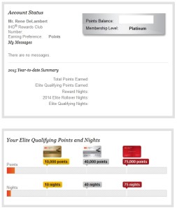 screenshot of my ihg rewards page