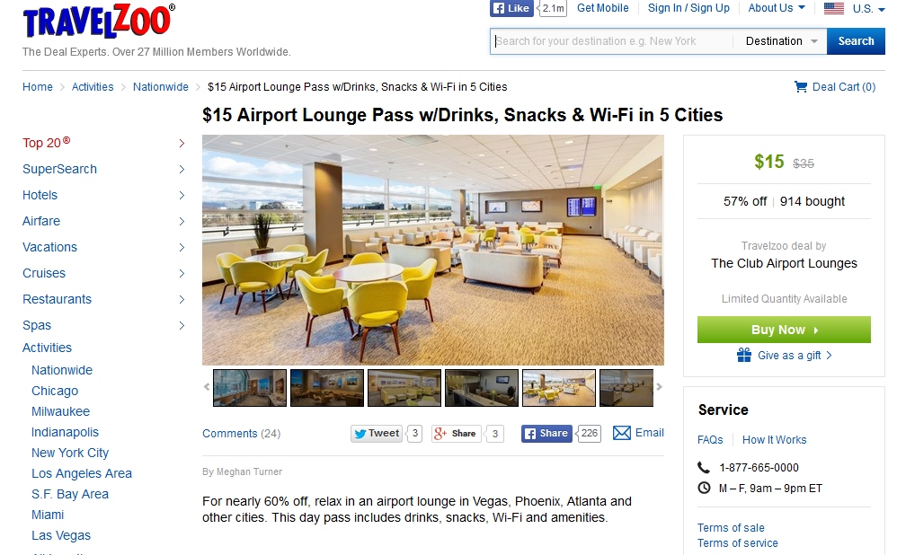 $15 The Club access – The next great airline fight is not in the air but in the lounge.
