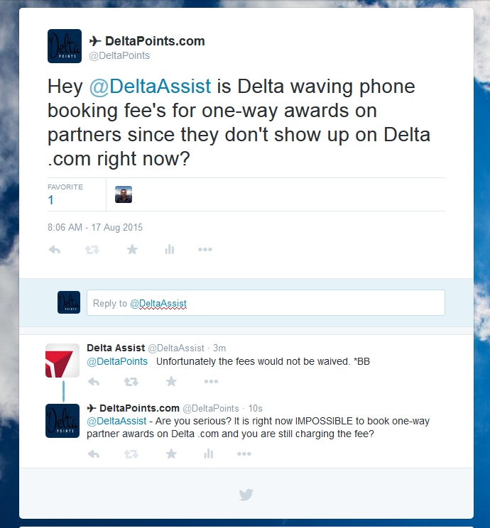 How much longer till Delta fixes partner one-way award booking bug (it has been 5 days now)!