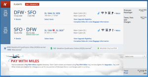 delta-com dfw-dtw-sfo coach