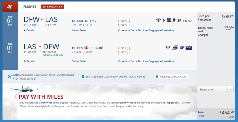 first class dfw to dtw to las - Eye of the Flyer