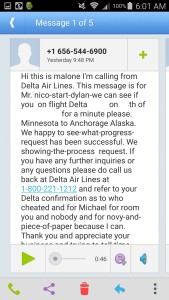 phone call from Delta about my RU clearing