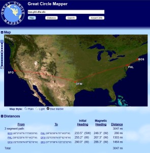 his trip from bos-phl-dfw-sfo