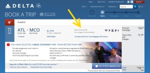 kayak booking link ends up in basic economy