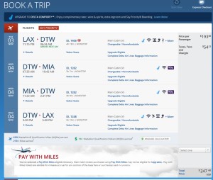lax to mia via dtw