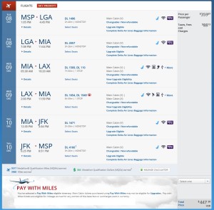 3 day run msp to lax delta-com