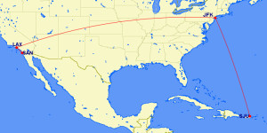 A Delta San Diego to San Juan Puerto Rico Route Map