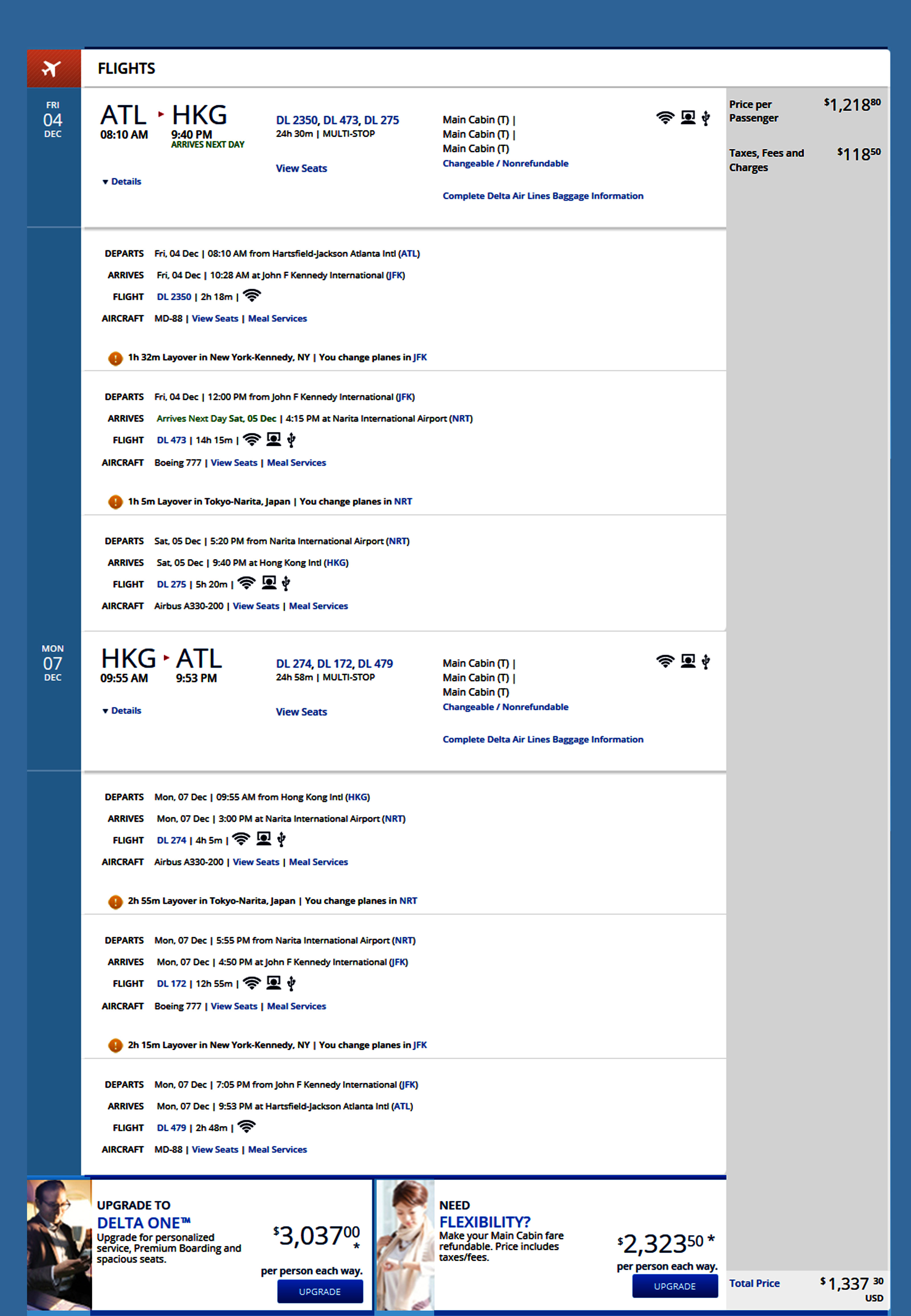Atlanta to Hong Kong $1367 & 18692 MQMs at 7.3CPM Delta Elite Mileage Run Thursday-Monday