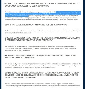 delta downgrades perks for medallion and comfort plus as of 15may16