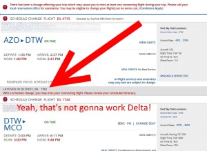 messed up schedule change saturday flights delta