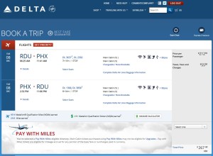 one day rdu to phx delta mileage run